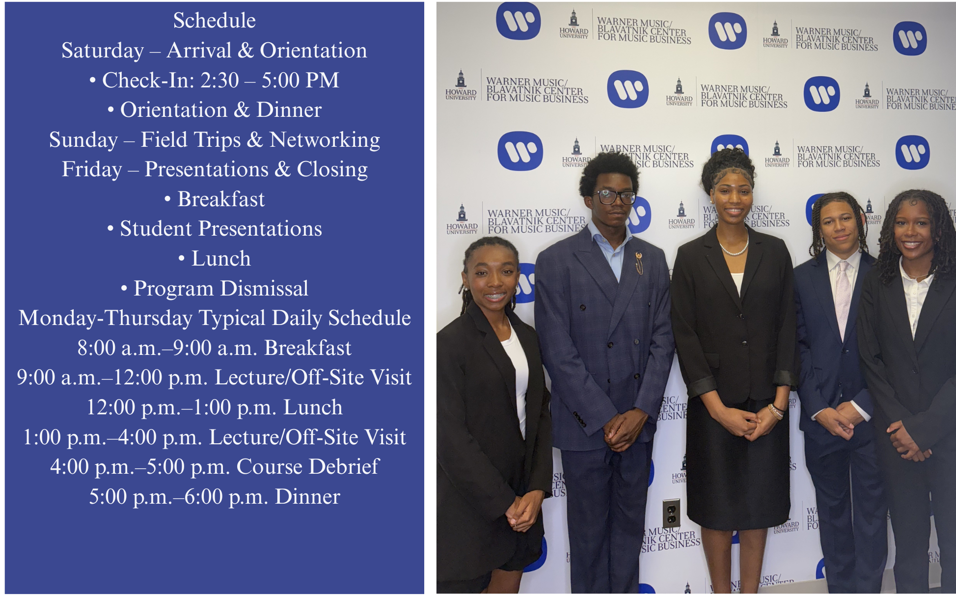 Program schedule and students