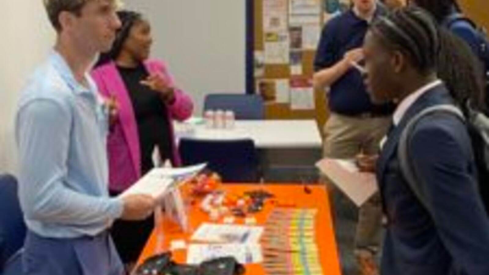 Students around table
