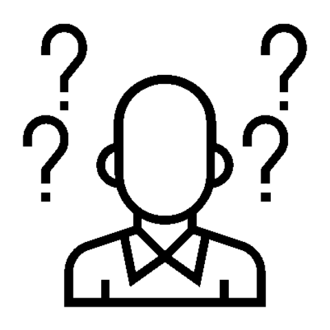 person outline with question marks around it