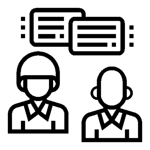 man and woman outline with id cards above