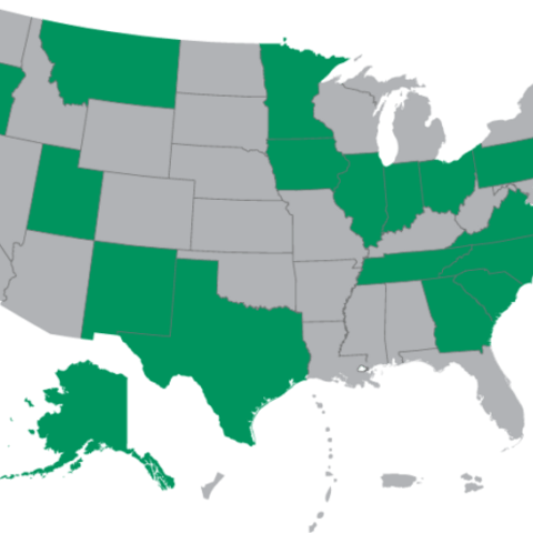 US Map with green 